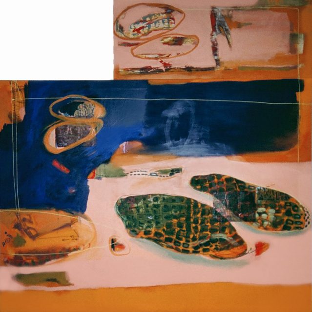 "Migration islands"" diptych 200 x200 cm. Mixed technique on canvas