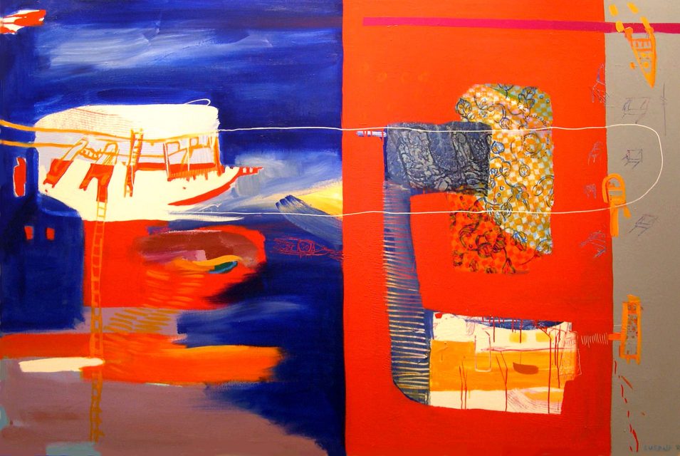 "Sailing" 135 x 195 cm. mixed technique on canvas.