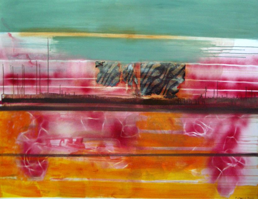 "Landscape" 114 x 162 cm. Transfer and acrylic on canvas