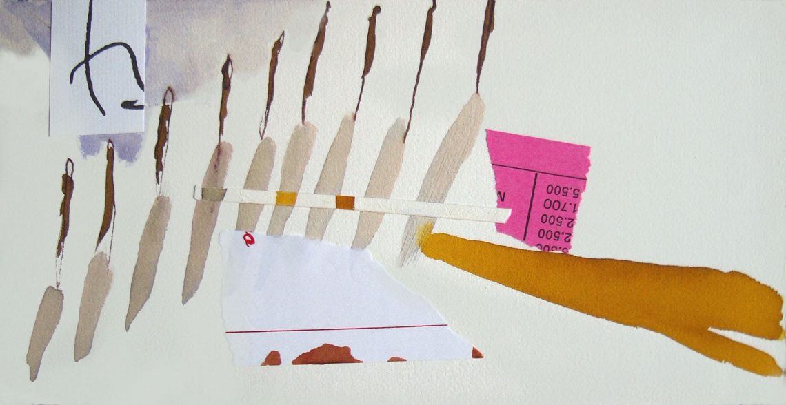 4- serie acuarelas africanas,12 X 30cm.collage, acuarela y lápiz sobre papel