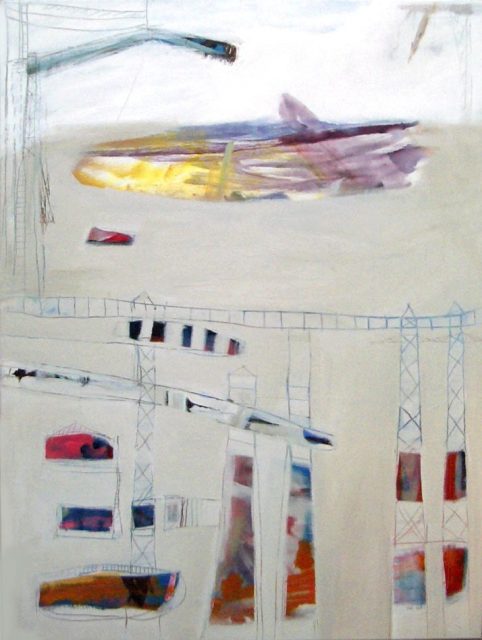 "crane" 116 x 89 cm. Pencil and acrylic on canvas