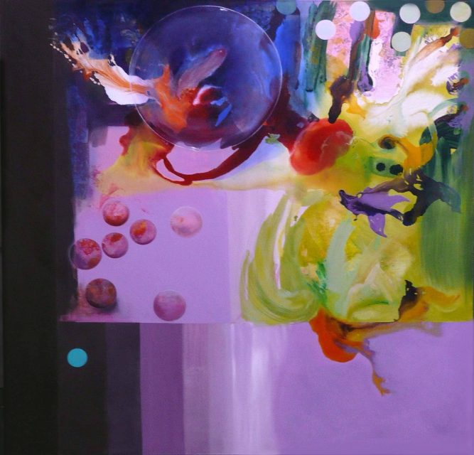 'transparent full moon' 170 x 170 cm. Mixed technique on canvas.