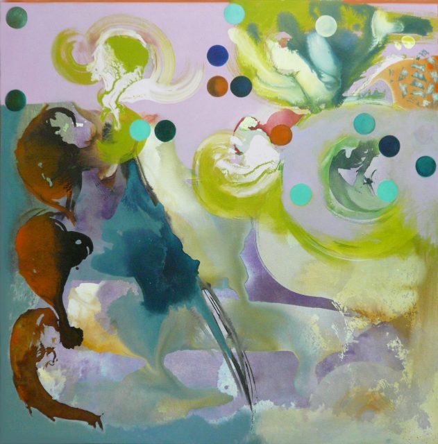 'thirteen moons'  150 x 150 cm. Mixed technique on canvas.