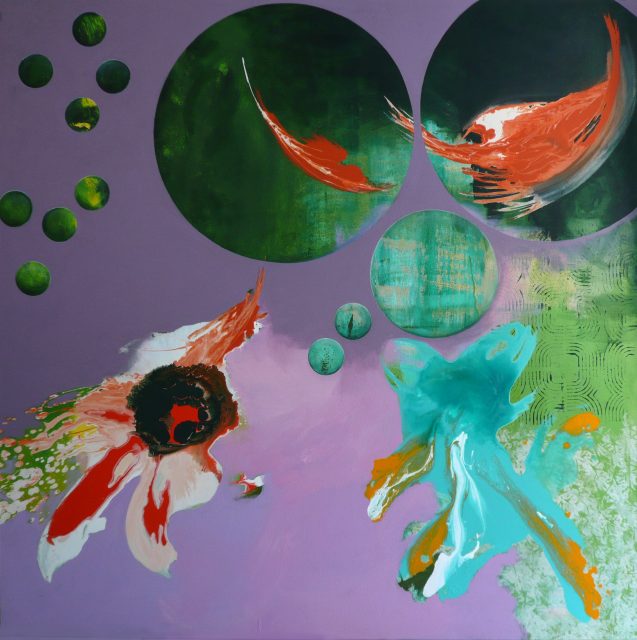 'thirteen moons ' 170 x 170 cm. Mixed technique on canvas.