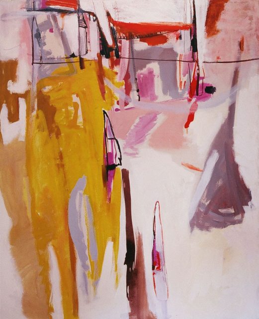 "Bright neighbourhood" 162 x 130 cm. Oil acrylic and pencil on canvas.