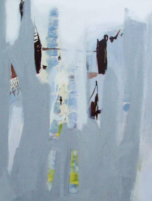 "Suspended houses" 100 x 81 cm. Acrylic on canvas.