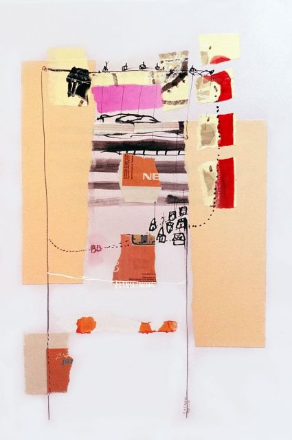 "telecommunications" 50 x 35 cm. Collage and mixed technique on cardboard.